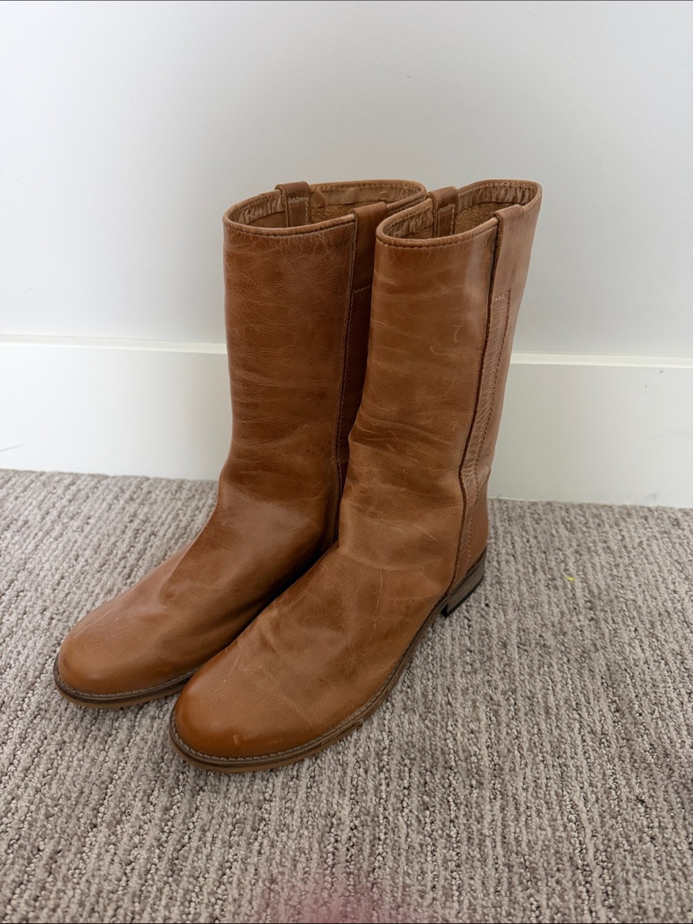 Women's Tan Leather Mid-Calf Boots